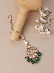 Meiraa Crescent Green Maang Tikka