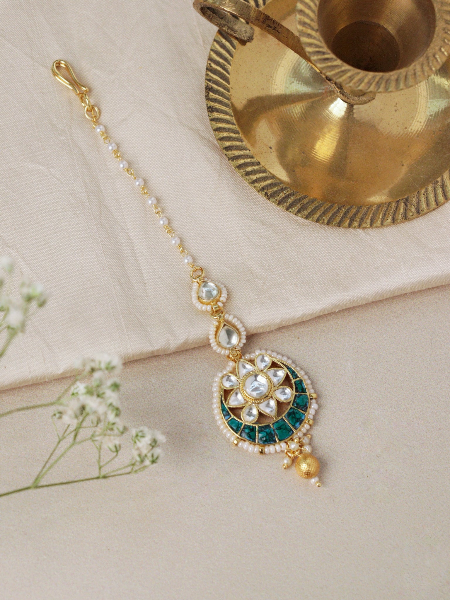 Teal Crescent Maang Tikka