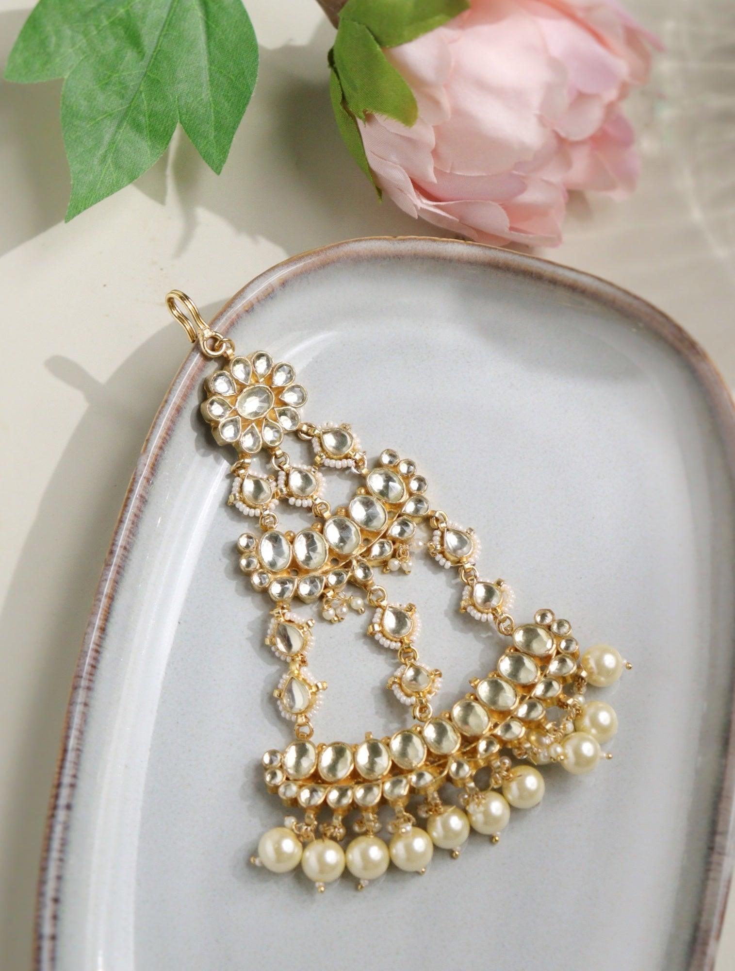 Bridal Drops of Pearls Kundan Passa 