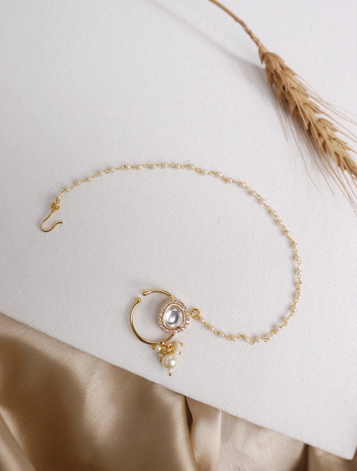  The Bridal Small Pearl Drop Kundan Nath