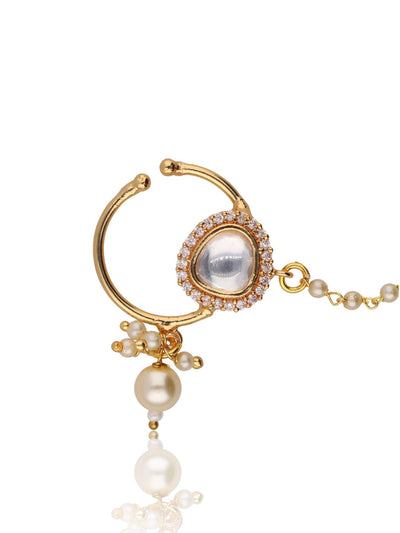 The Bridal Small Pearl Drop Kundan Nath 
