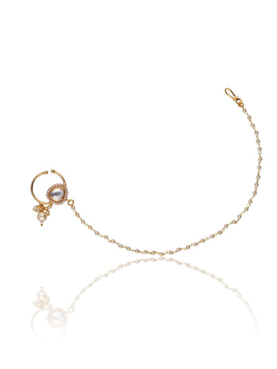 The Bridal Small Pearl Drop Kundan Nath 