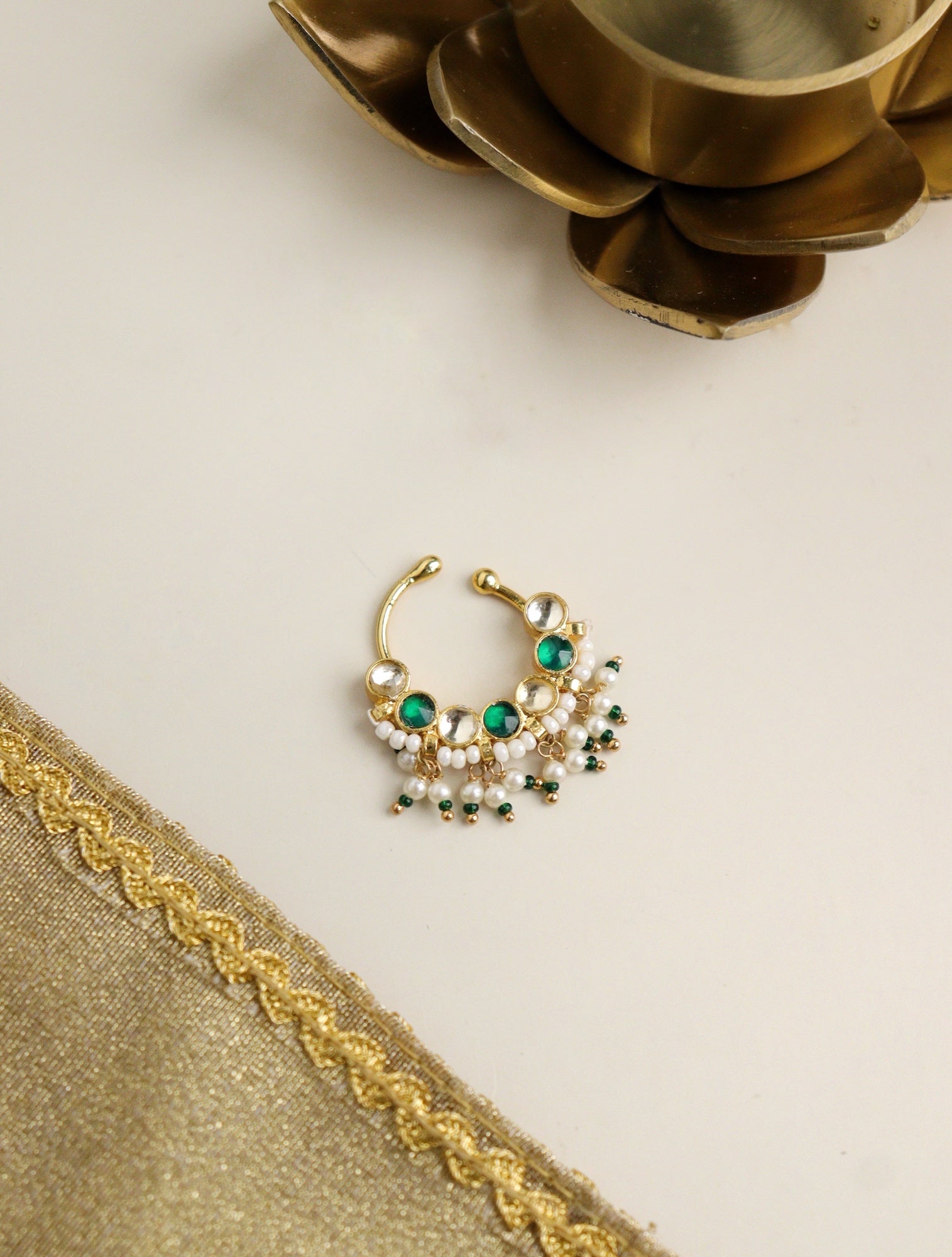 Buy Traditional Bridal Kundan Nose Ring for Wedding Online at Silvermerc |  GMNP2680 – Silvermerc Designs