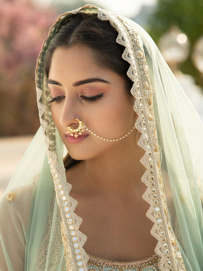  The Bridal Kundan and Pearl Drops Nath