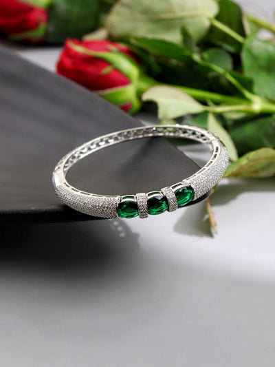 Buy 92.5 Sterling Silver Bracelet With Green Stones KALKI Fashion India