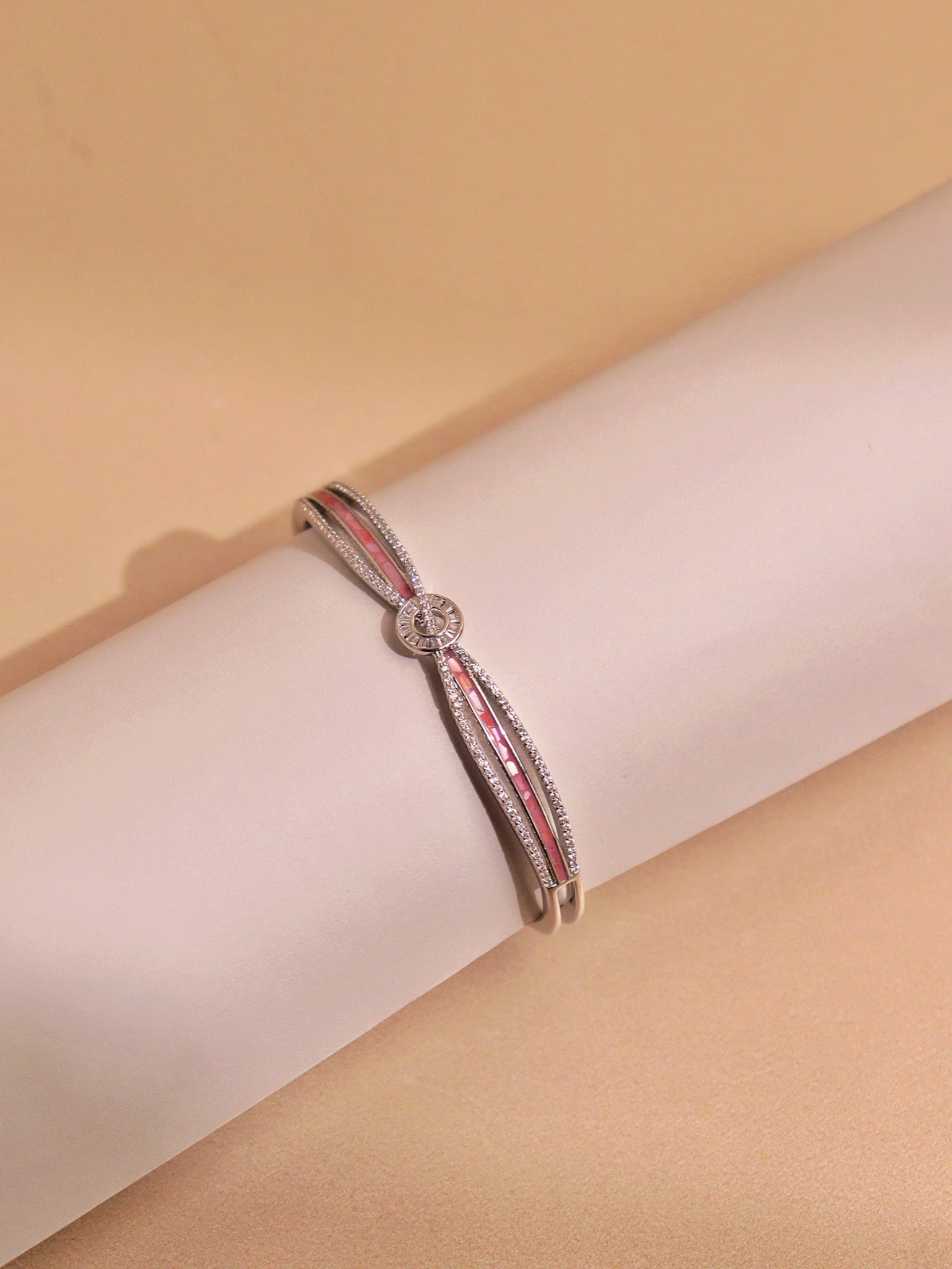  Knot of Pink Enamel Bracelet