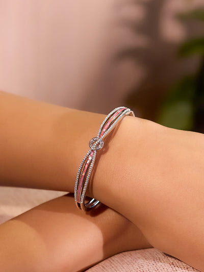 Knot of Pink Enamel Bracelet 