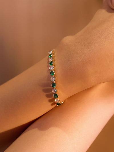 Emerald Elegance Adjustable Tennis Bracelet 