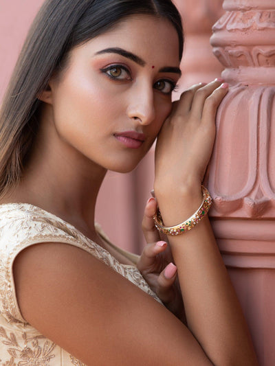  Bridal Jadau Multicoloured Sleek Bangle