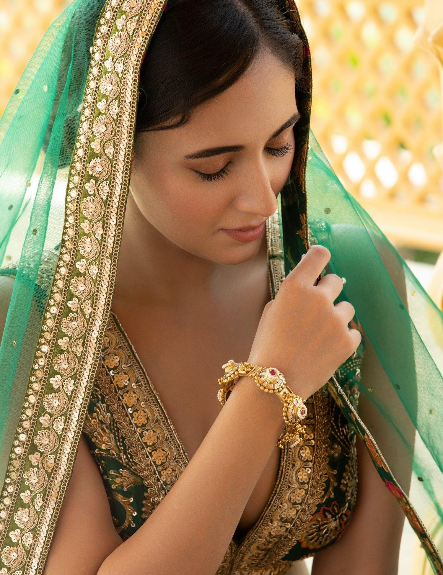 Red Stones and Gold Bangle