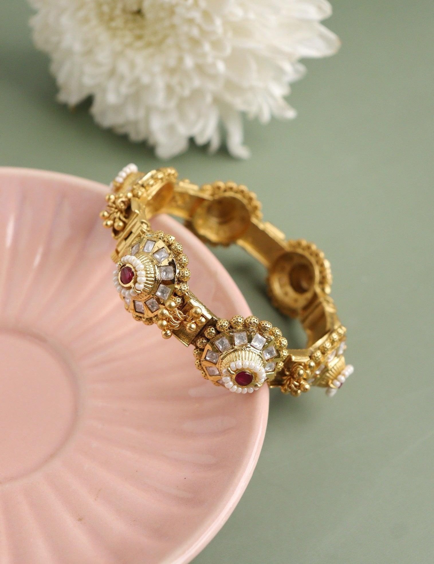 Red Stones and Gold Bangle