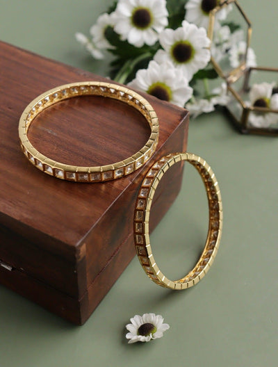  Bridal Checks of Gold Kundan Bangle Pair