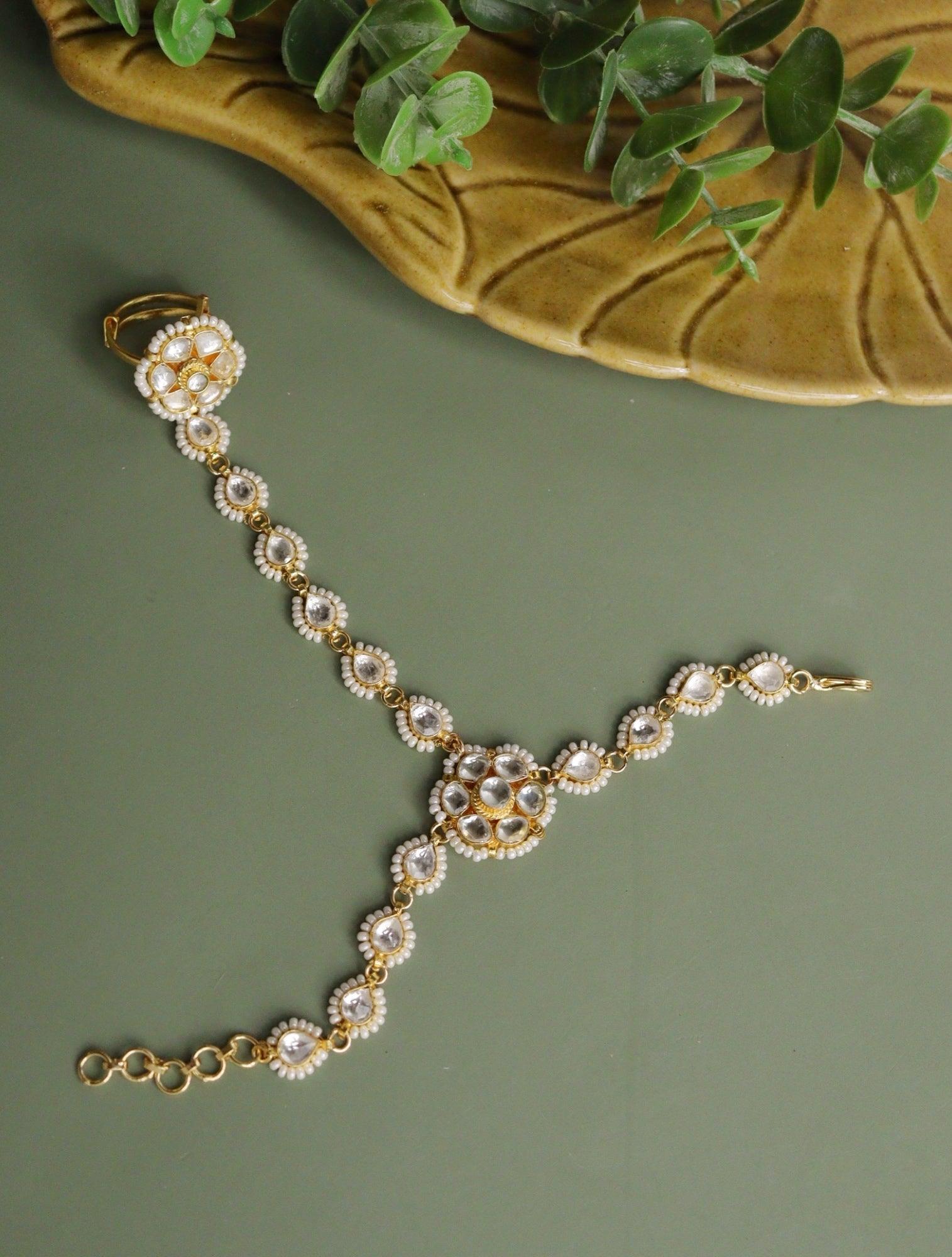  Bridal Pearls and Kundan Hathphool