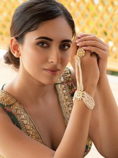 Bridal Strings of Pearls and Kundan Hathphool 