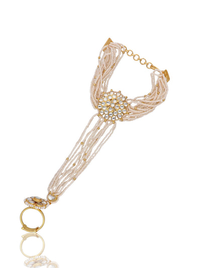 Bridal Strings of Pearls and Kundan Hathphool 