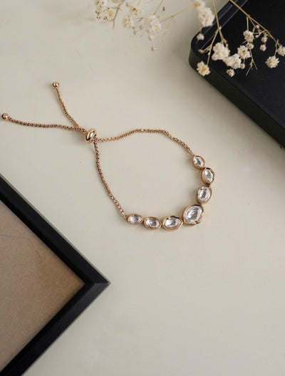  Bridal Rose Gold and Polki Dainty Bracelet