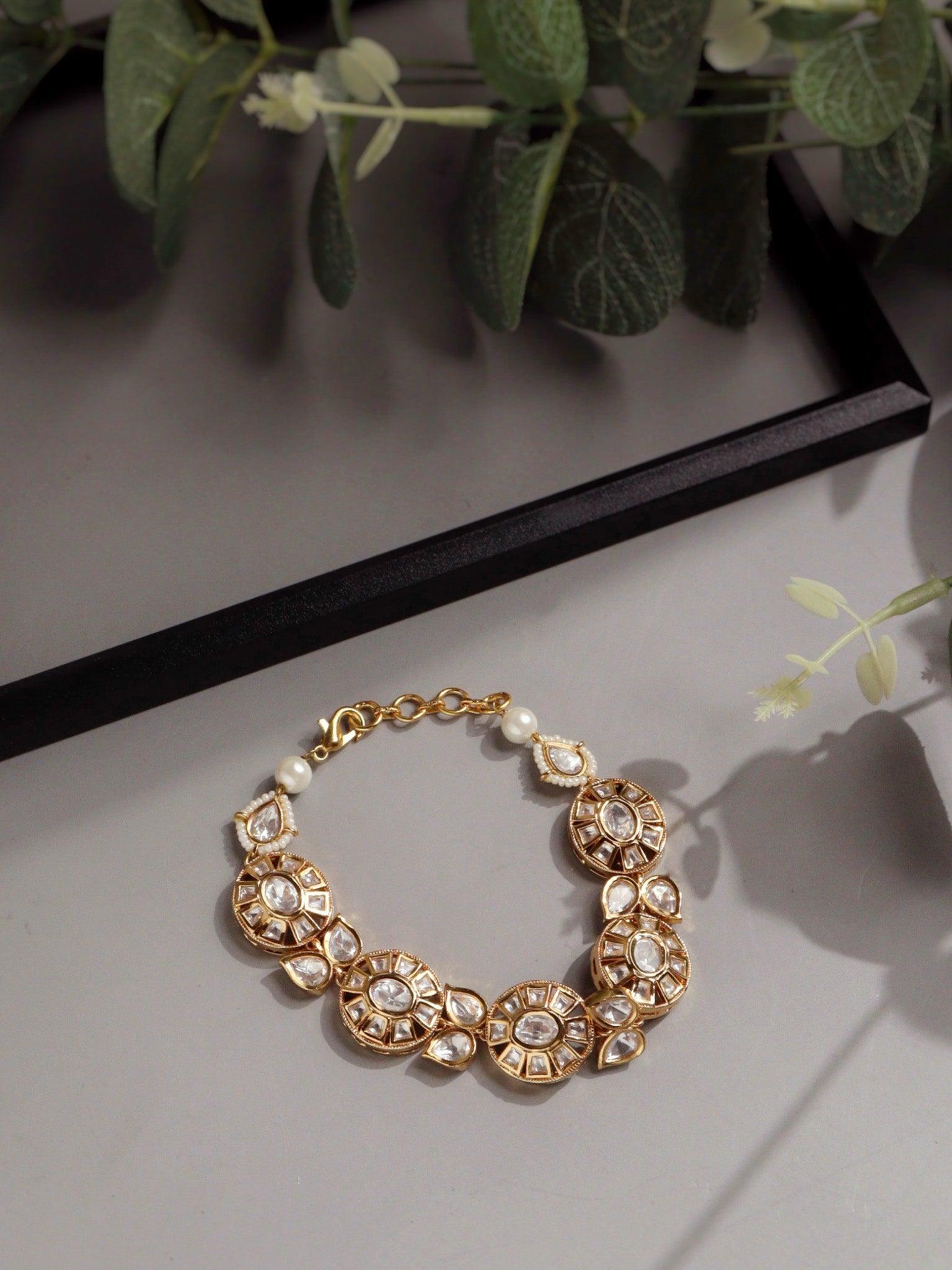  Plain is Gold Kundan Bracelet