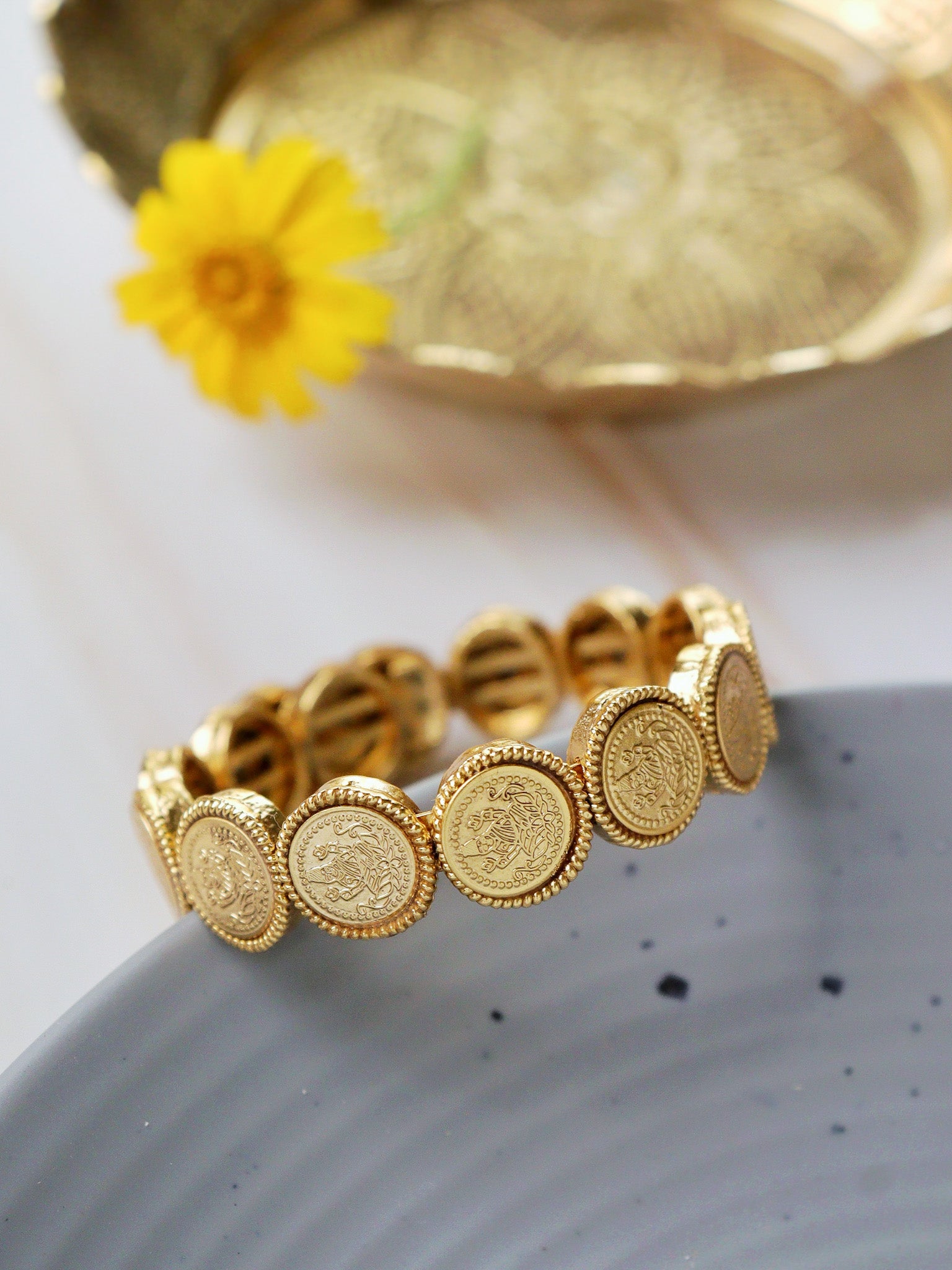 22K Gold Plated Laxmi Coin Openable Bracelet 