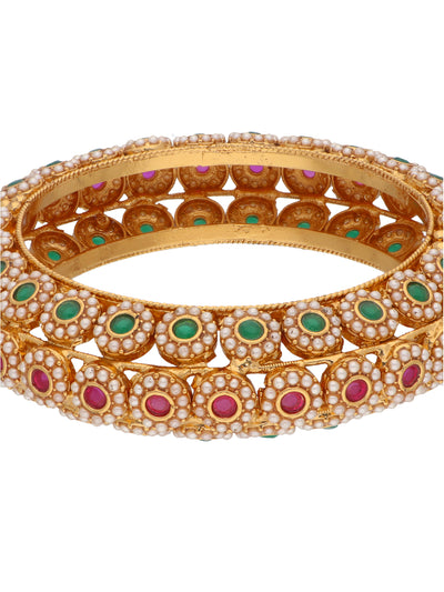 Raining Pearl Red and Green Temple Bangles 