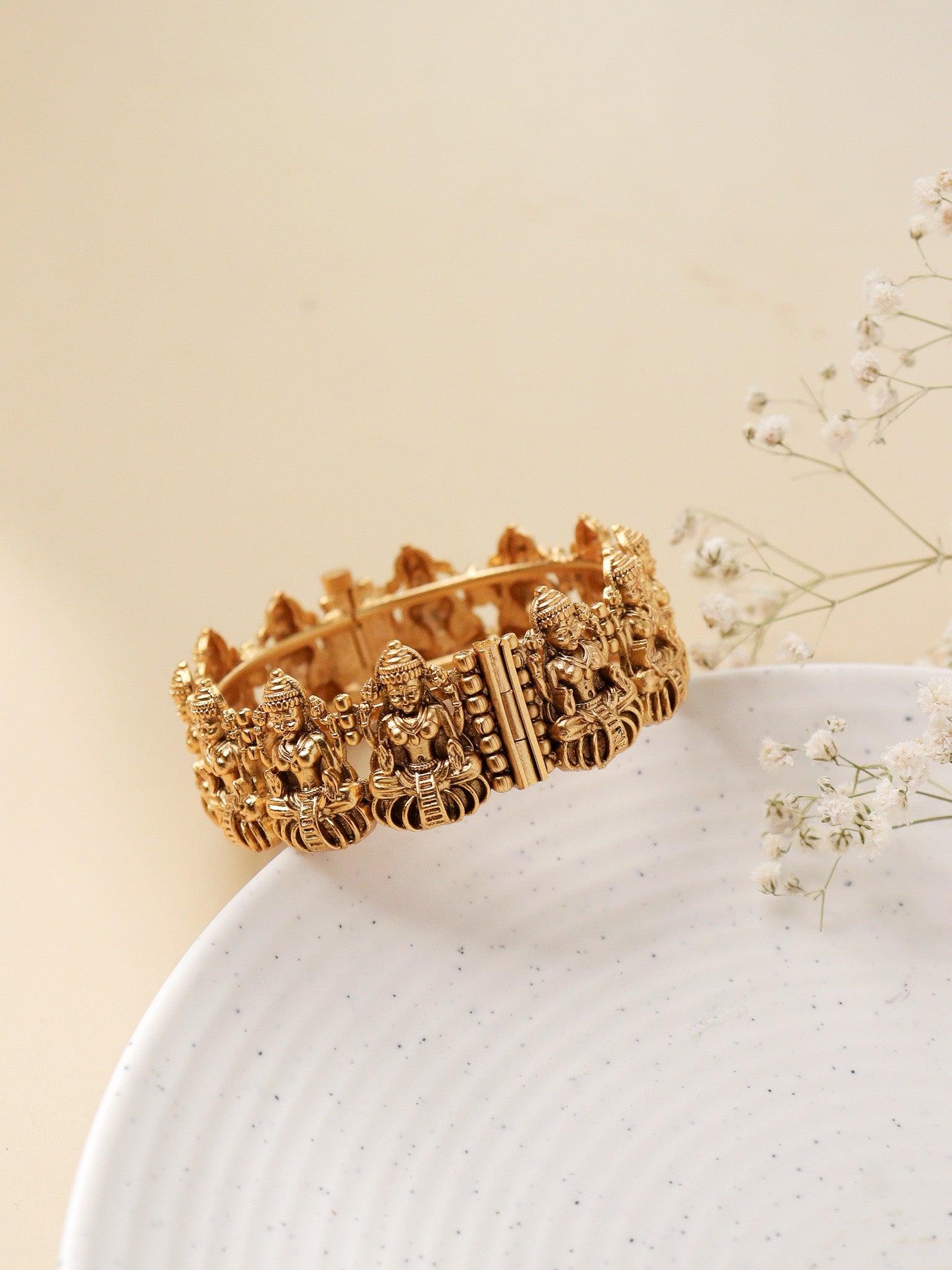 22K Gold Plated Enchanting Laxmi Goddess Bangle – Curio Cottage