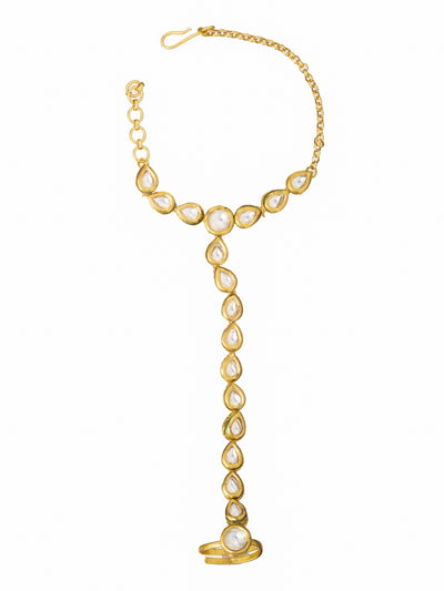 18 KT Gold Plated kundan studded Hathphool 