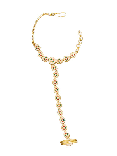 18 KT Gold Plated kundan studded Hathphool 