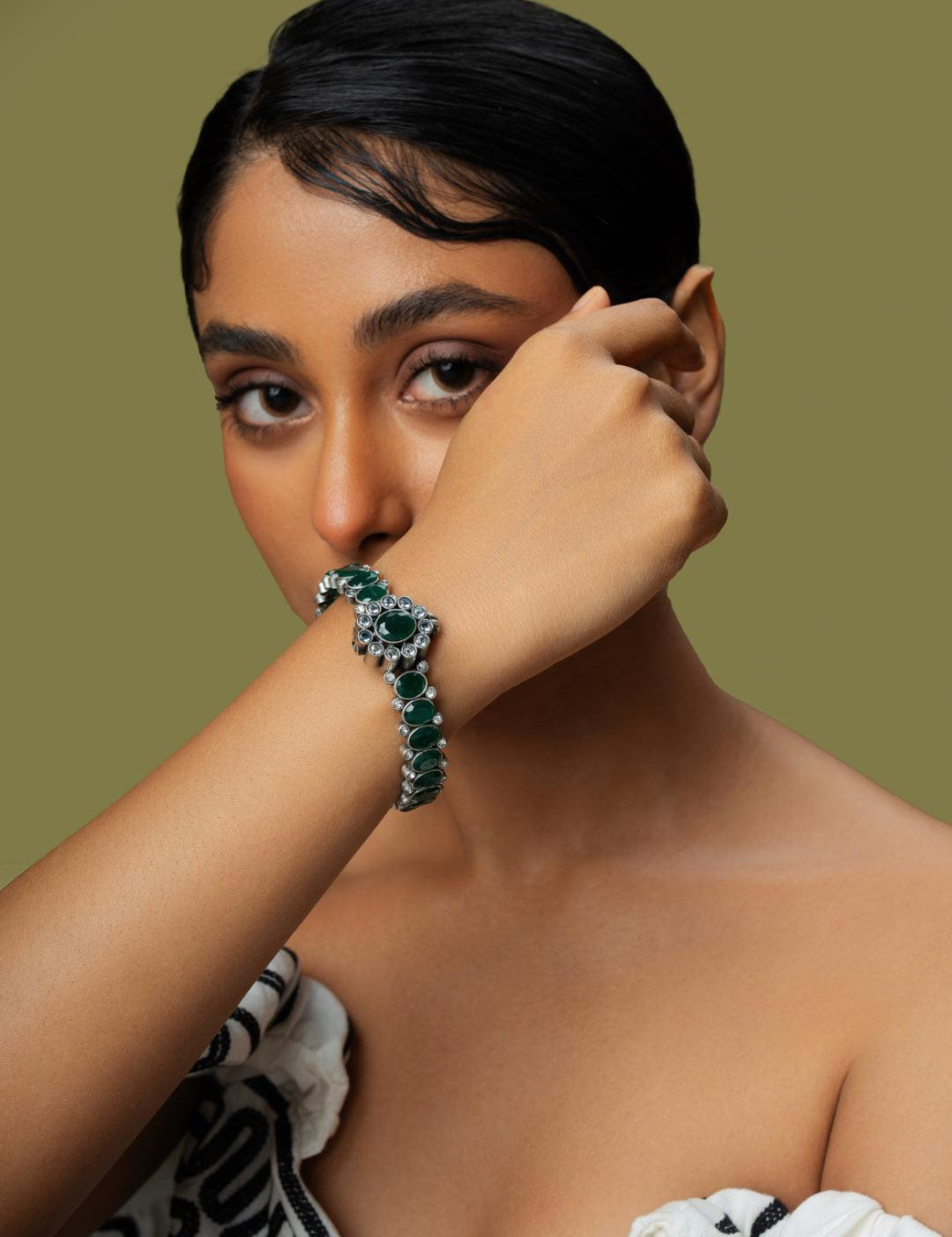 Green Oxidized Bangle