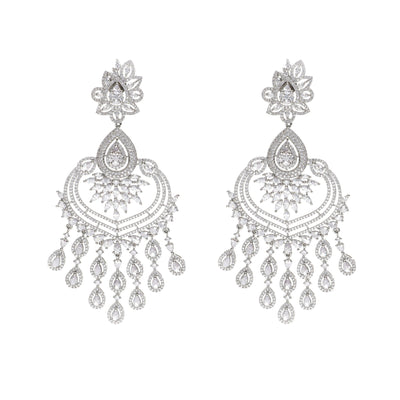 Cubic Zirconia Diamante Drops Chandbali Earrings 