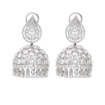  Diamante Leaflet Cubic Zirconia Jhumki Earrings