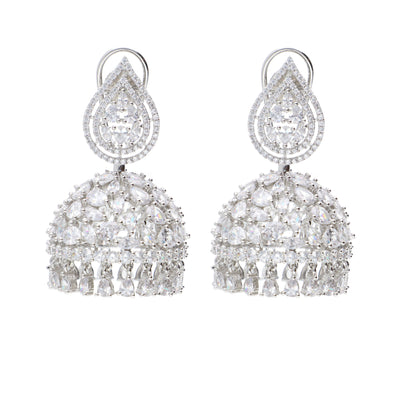  Diamante Leaflet Cubic Zirconia Jhumki Earrings