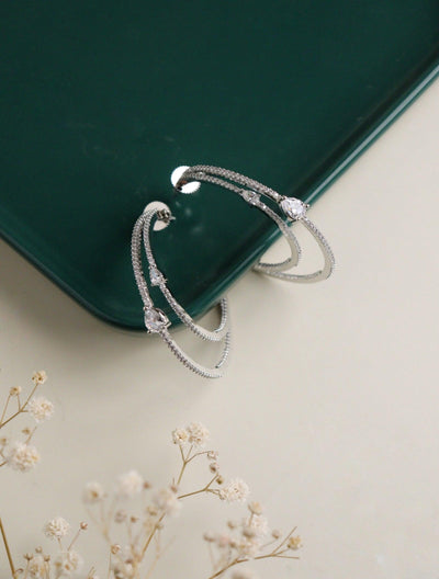  Diad Hoops Diamante Cubic Zirconia Earrings