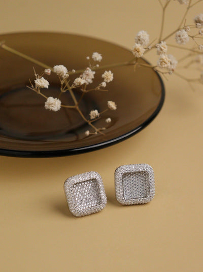 Shimmer Quad Diamante Cubic Zirconia Stud Earrings 