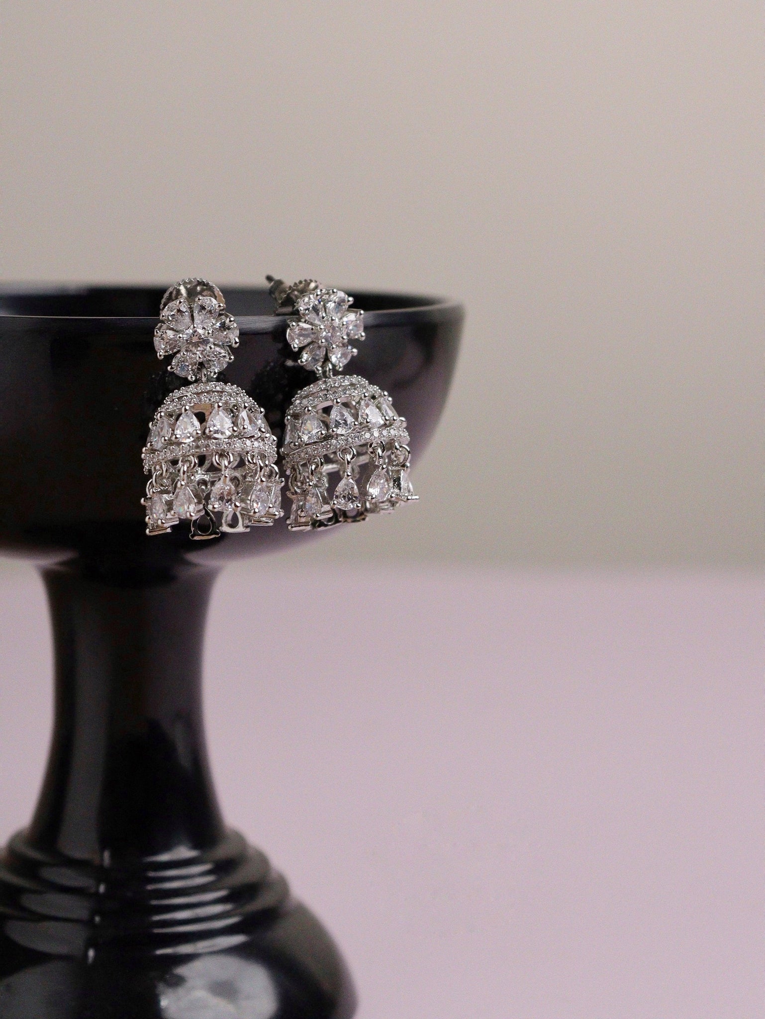  Diamante Trinket Mini Cubic Zirconia Jhumki Earrings