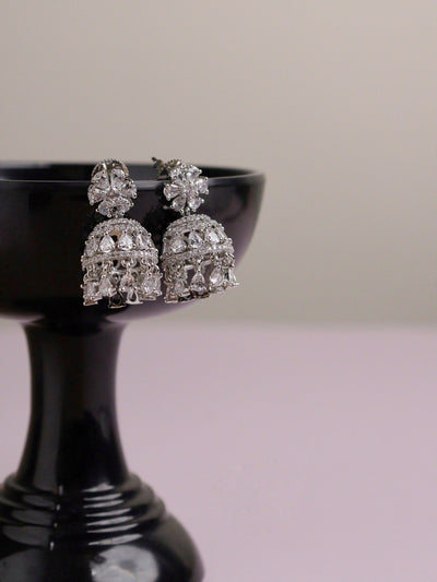 Diamante Trinket Mini Cubic Zirconia Jhumki Earrings 