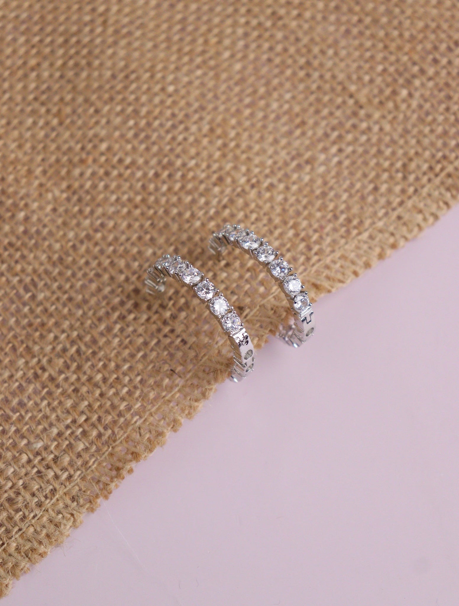 Diamante Princess Cut Cubic Zirconia Hoop Earrings 