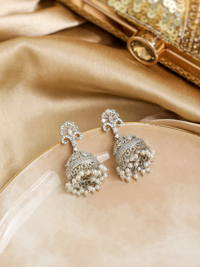 Petite Pearl CZ Jhumki Earrings 