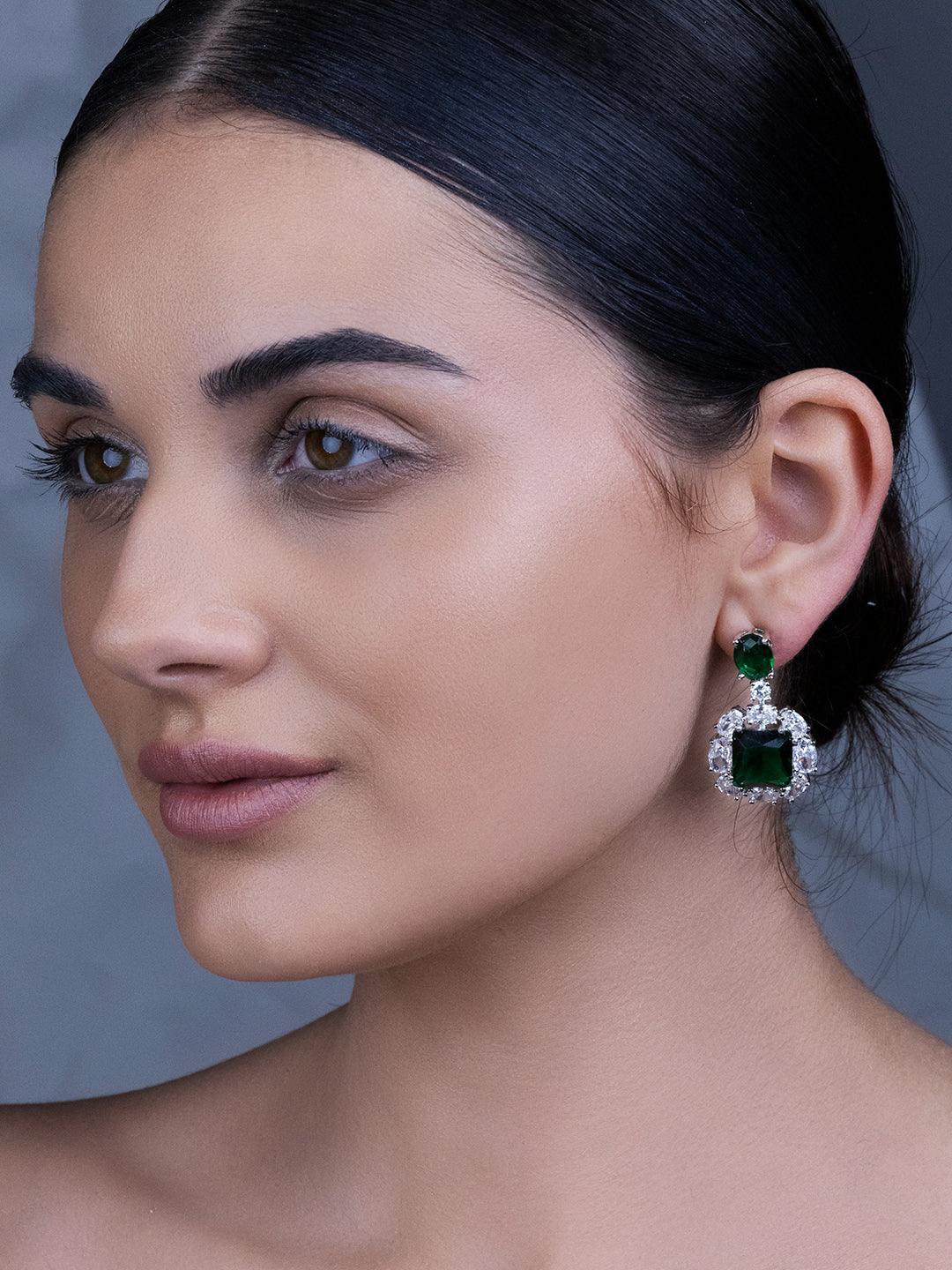  Eternal Emerald Drop CZ Earrings