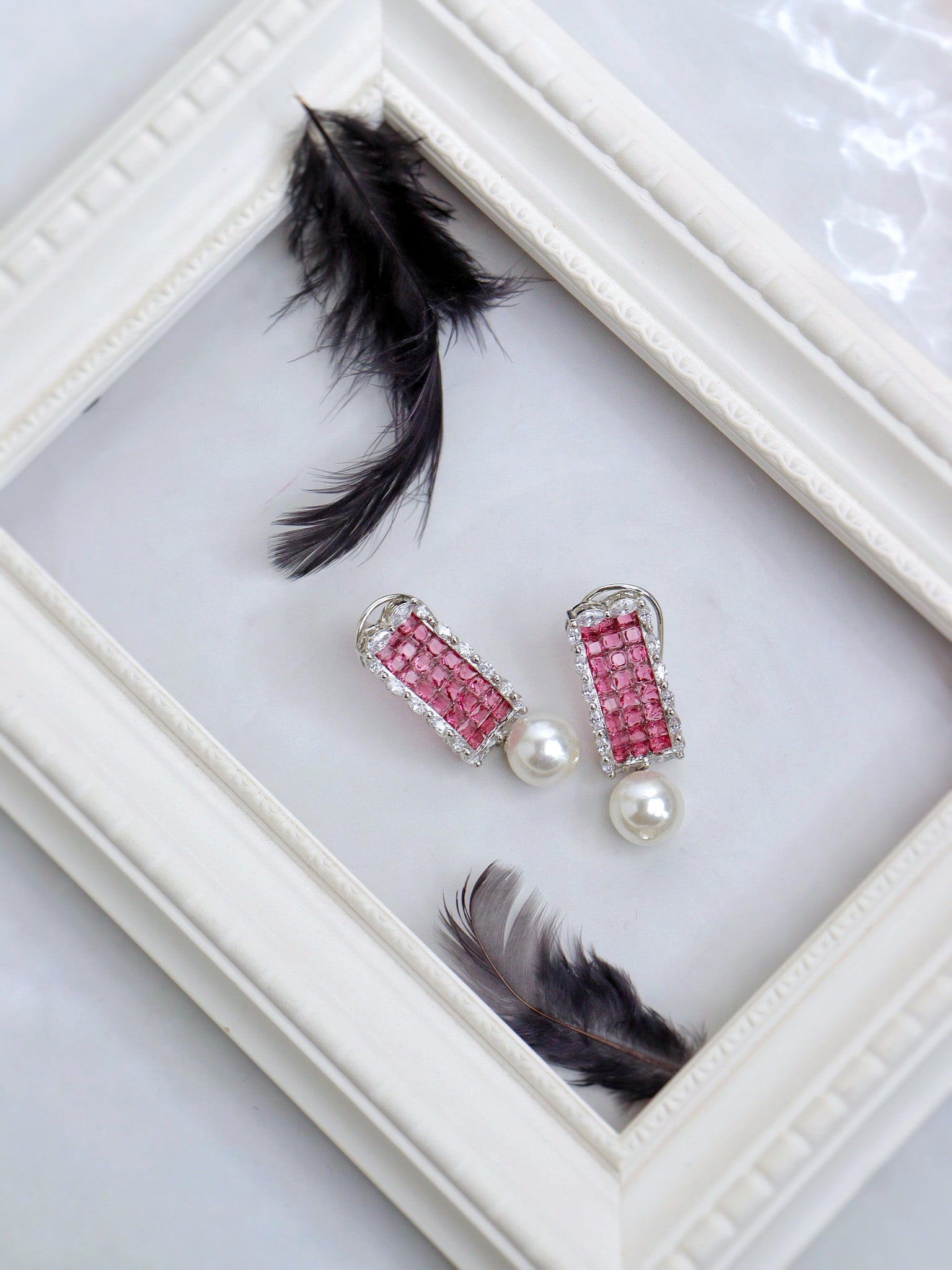 Simulated diamond and rose colour gemstone dangler earrings | Ratnali  Jewels – ratnalijewels