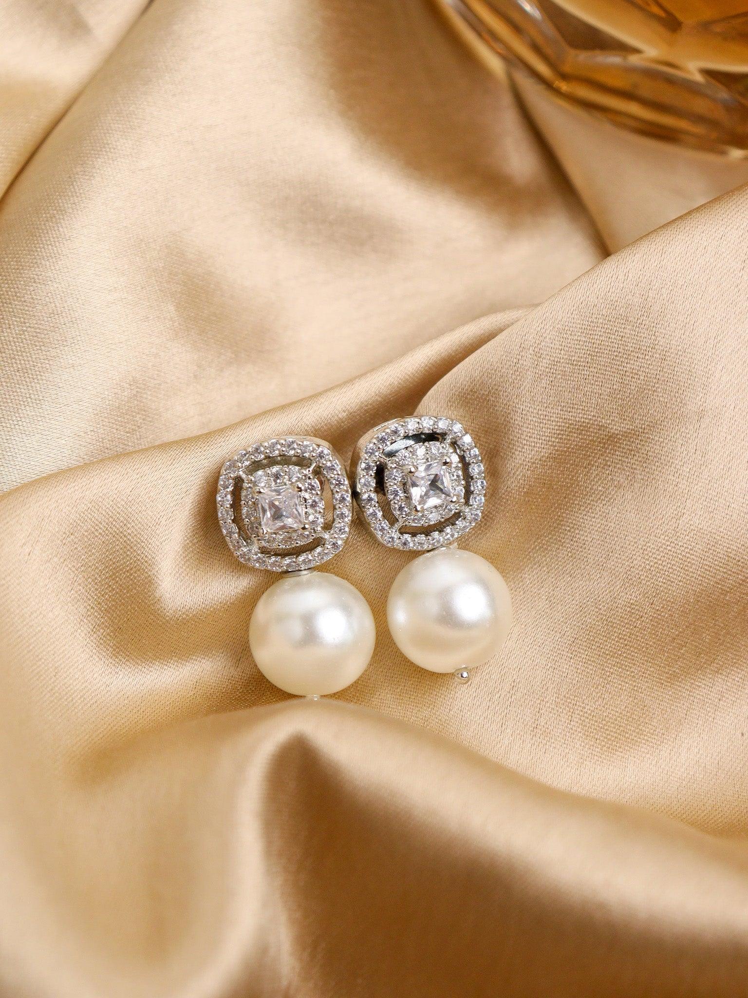 Drop of Oyster CZ Stud Earrings 