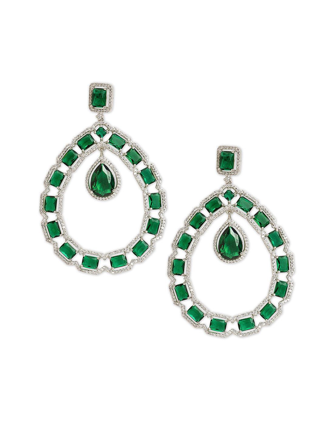 Graceful Green CZ Earrings 