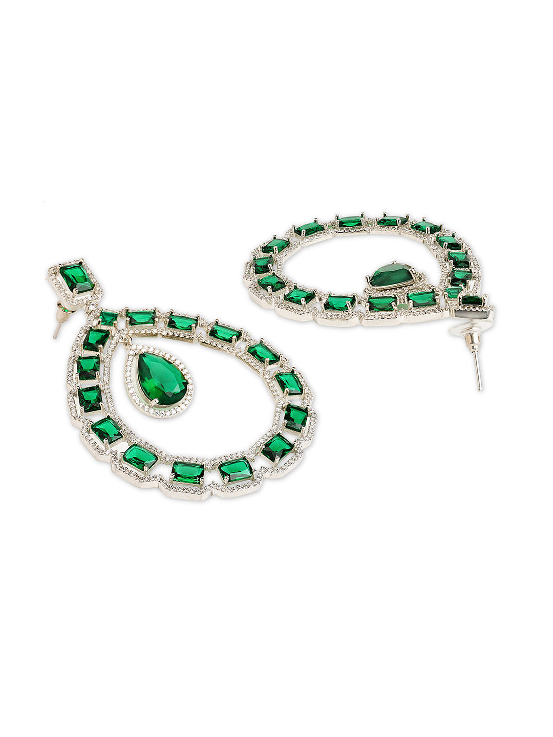 Graceful Green CZ Earrings 