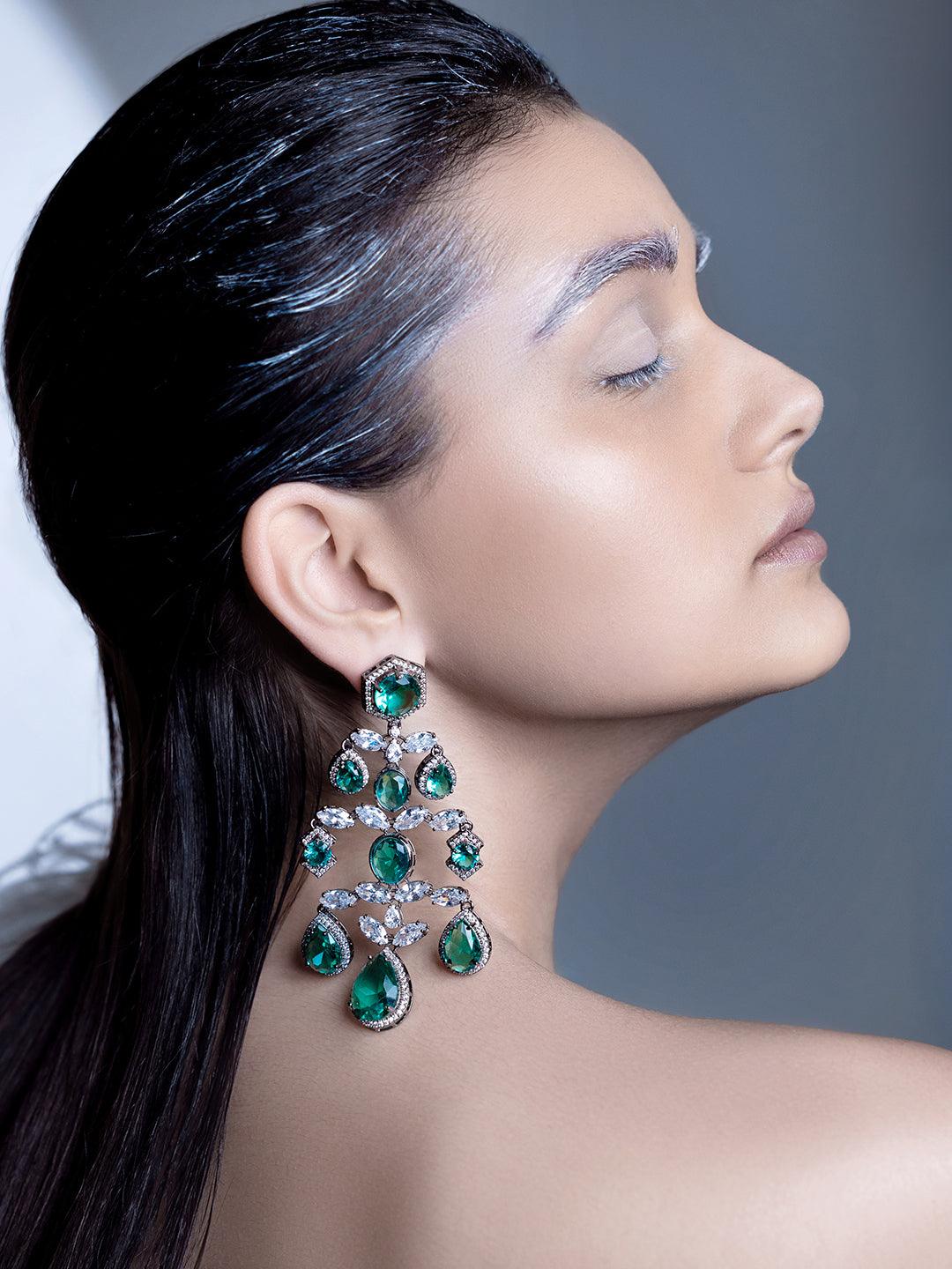  Shining Chandelier CZ Long Earrings