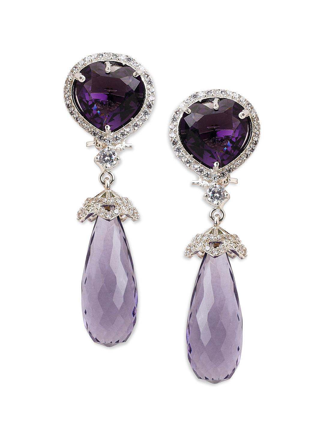 Amythyst Drop CZ Earrings 