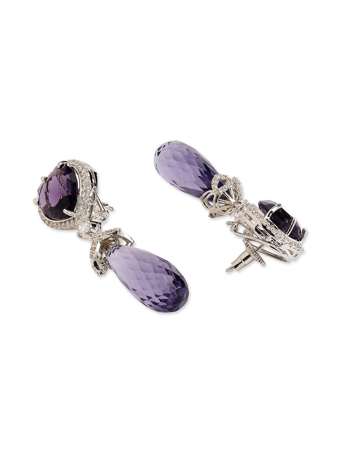 Amythyst Drop CZ Earrings 