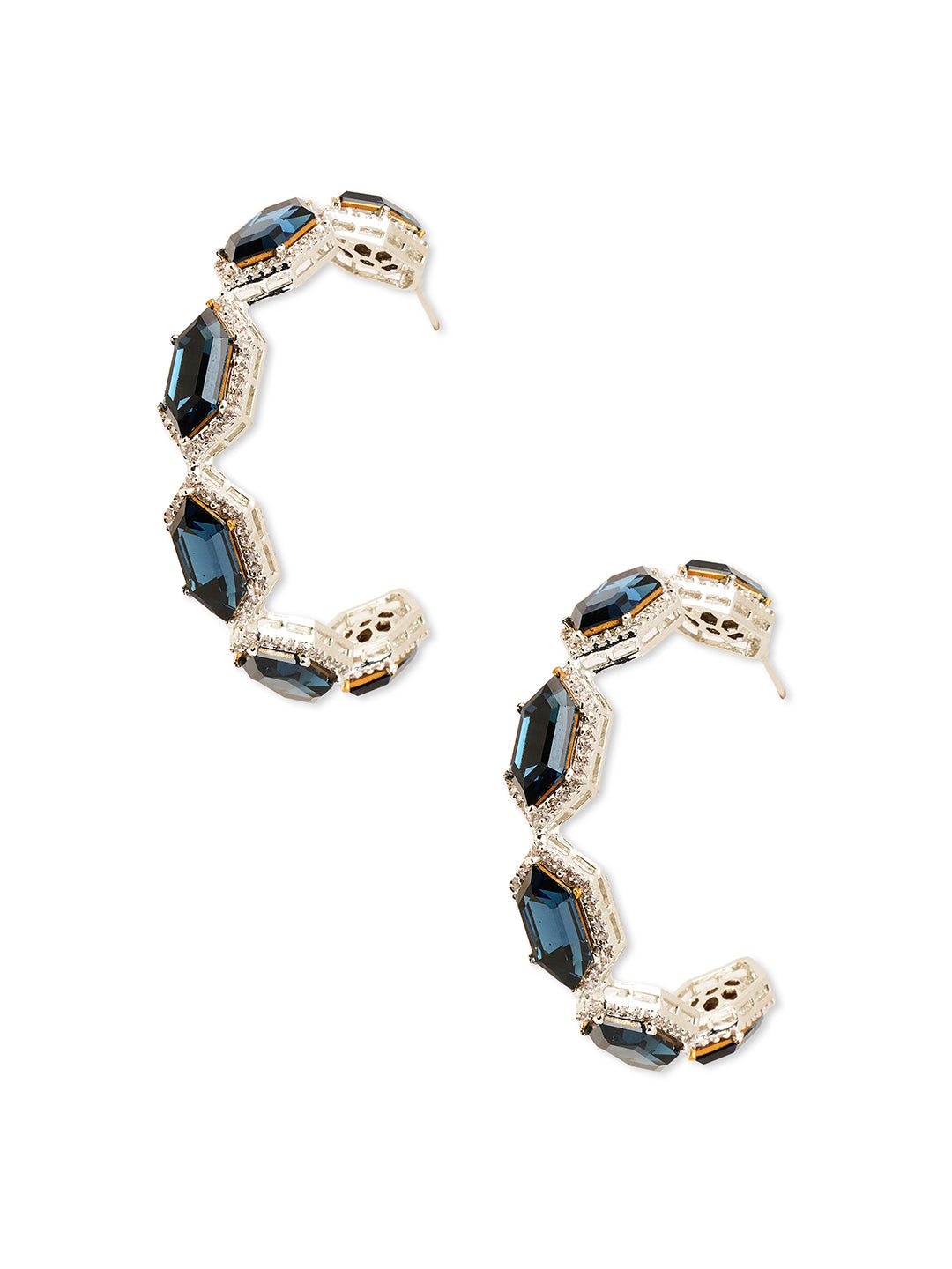 Azure Blue  CZ Crystal Hoop Earrings 