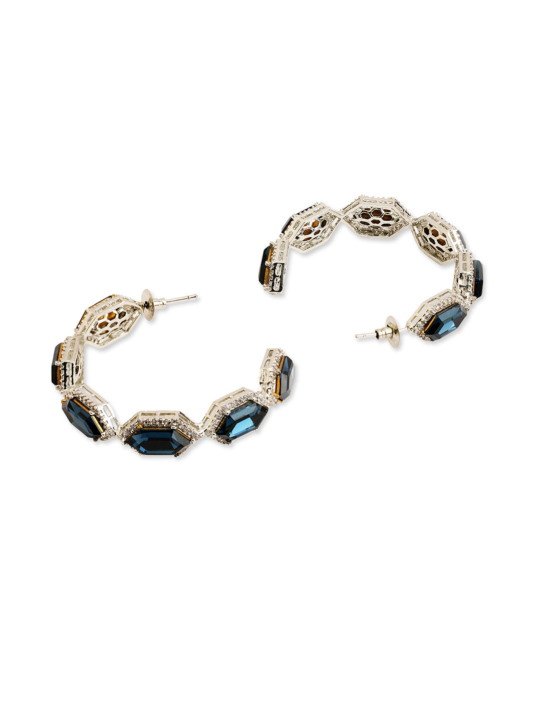 Azure Blue  CZ Crystal Hoop Earrings 