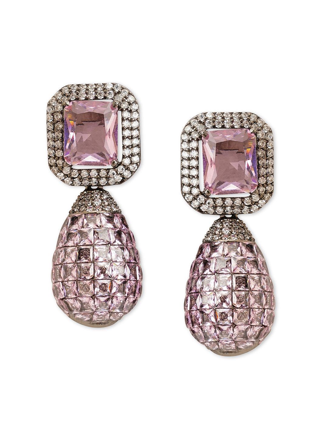 Amethyst Elegance CZ Drop Earrings 