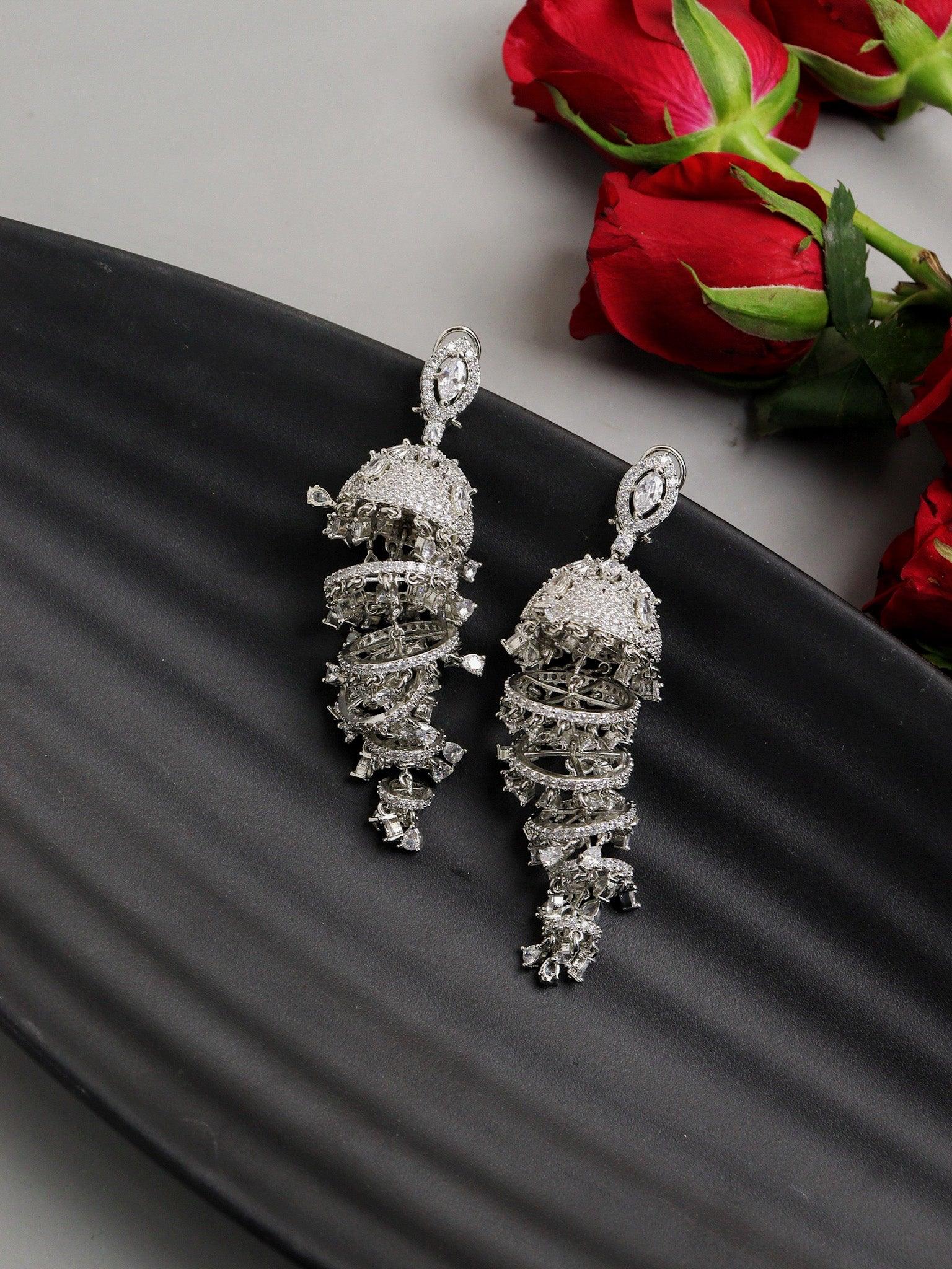 Sparkling Chandelier CZ Jhumki Earrings 