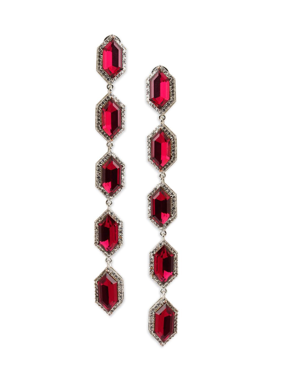 Garnet Grandeur CZ Shoulder Duster Earrings 