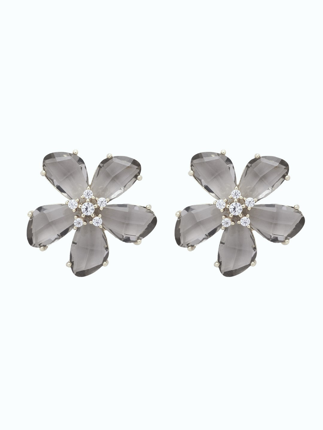 Floral Whisper Silver Stud Earrings 